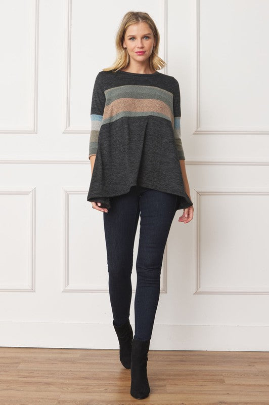 Knit Stripe Panel A Line Tunic - Classique Collection
