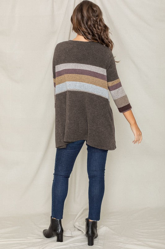 Knit Stripe Panel A Line Tunic - Classique Collection