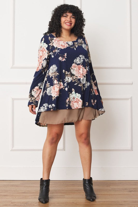 Floral Chiffon Layered Mini Dress - Classique Collection
