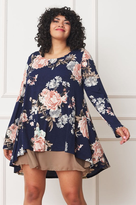 Floral Chiffon Layered Mini Dress - Classique Collection