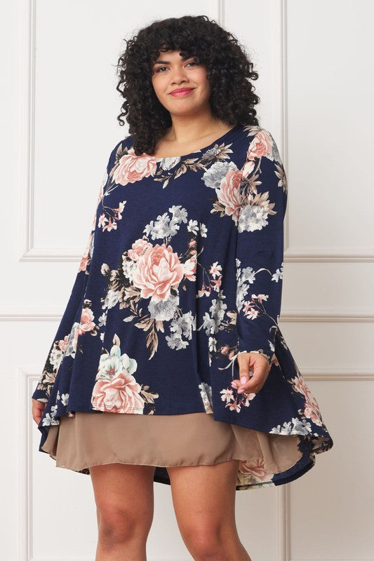 Floral Chiffon Layered Mini Dress - Classique Collection