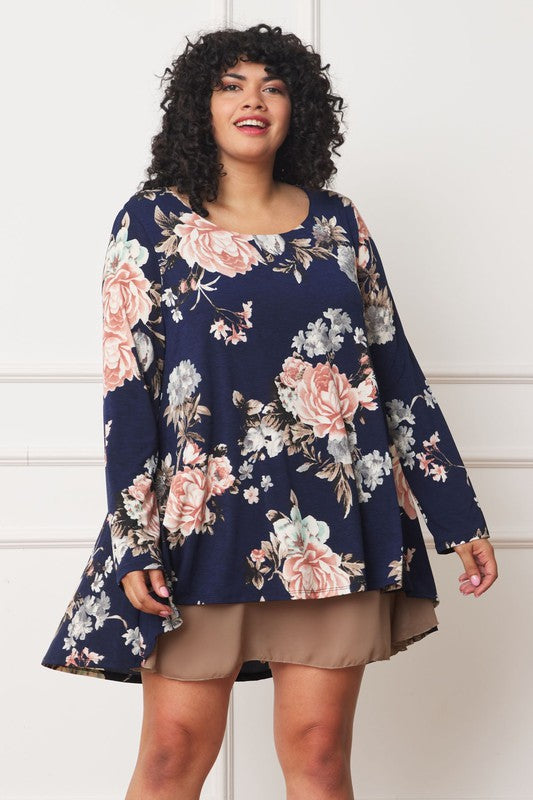 Floral Chiffon Layered Mini Dress - Classique Collection