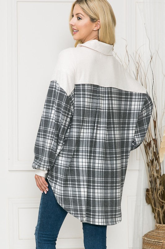 Oversized Mixed Media Knit Shacket - Classique Collection
