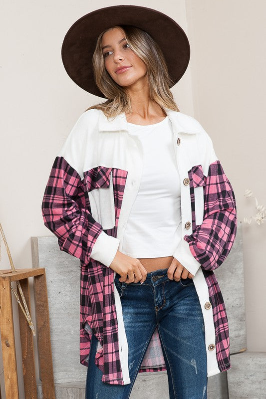 Oversized Mixed Media Knit Shacket - Classique Collection