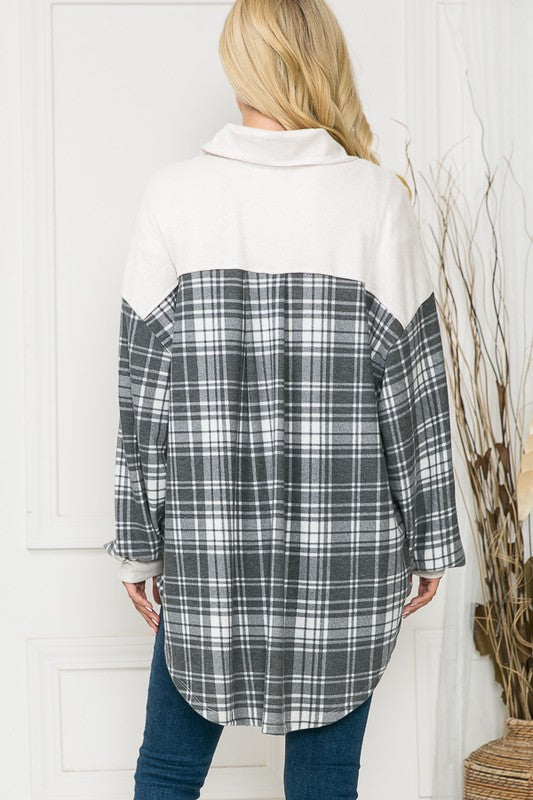 Oversized Mixed Media Knit Shacket - Classique Collection