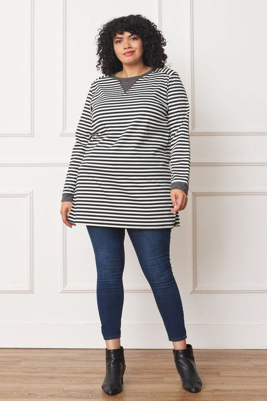 Plus Stripe V-Stich Tunic - Classique Collection