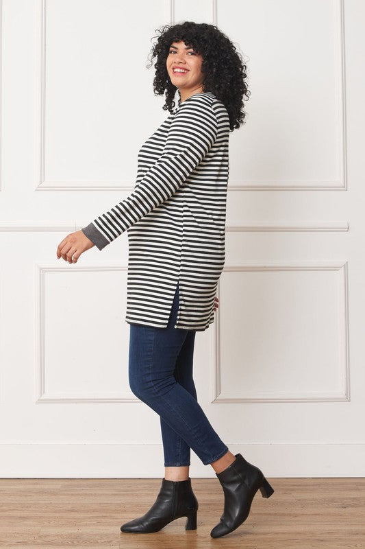 Plus Stripe V-Stich Tunic - Classique Collection