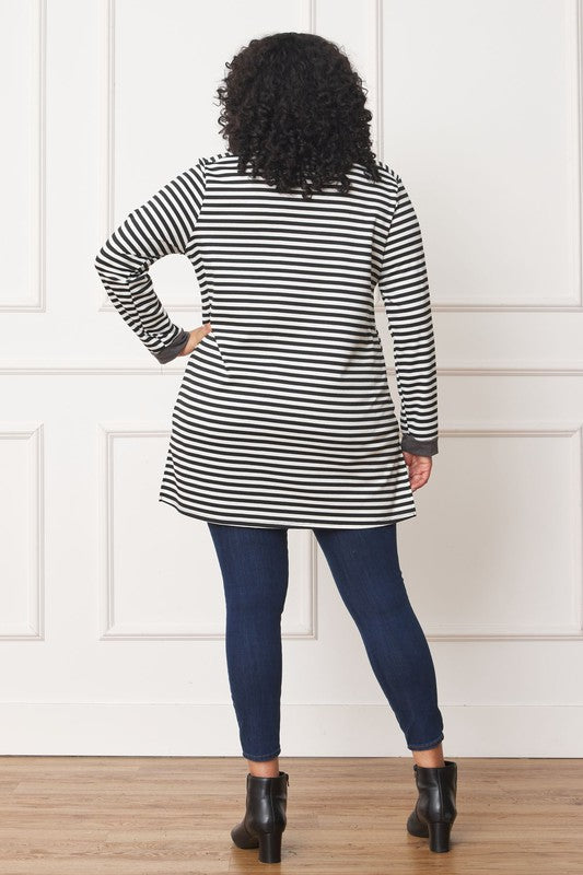 Plus Stripe V-Stich Tunic - Classique Collection