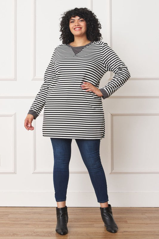 Plus Stripe V-Stich Tunic - Classique Collection