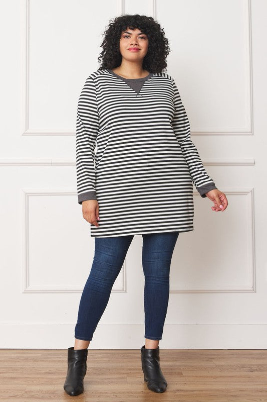 Plus Stripe V-Stich Tunic - Classique Collection