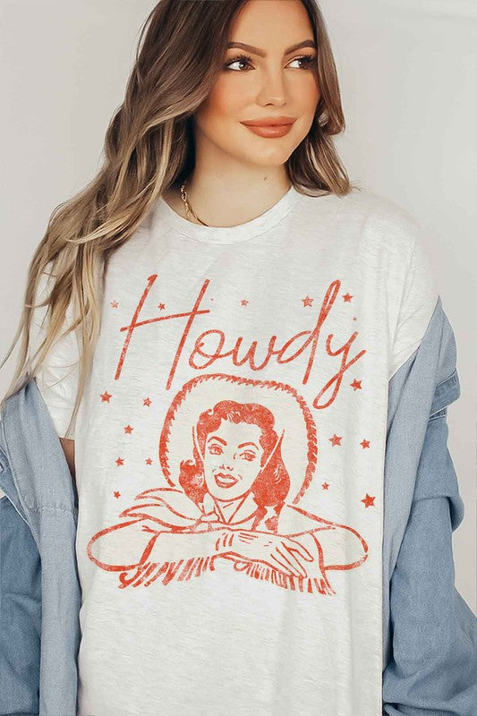 HOWDY COWGIRL GRAPHIC PLUS SIZE TEE / T-SHIRT - Classique Collection