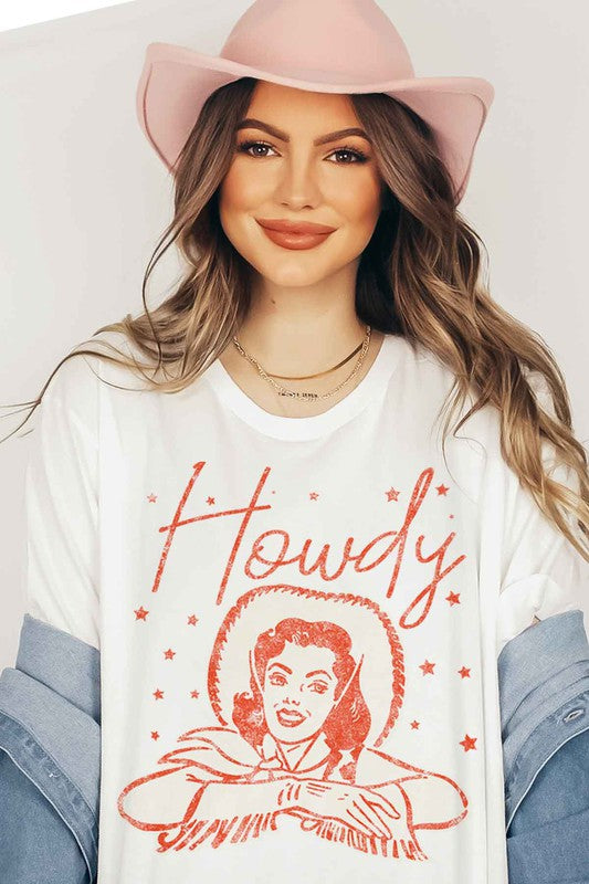 HOWDY COWGIRL GRAPHIC PLUS SIZE TEE / T-SHIRT - Classique Collection
