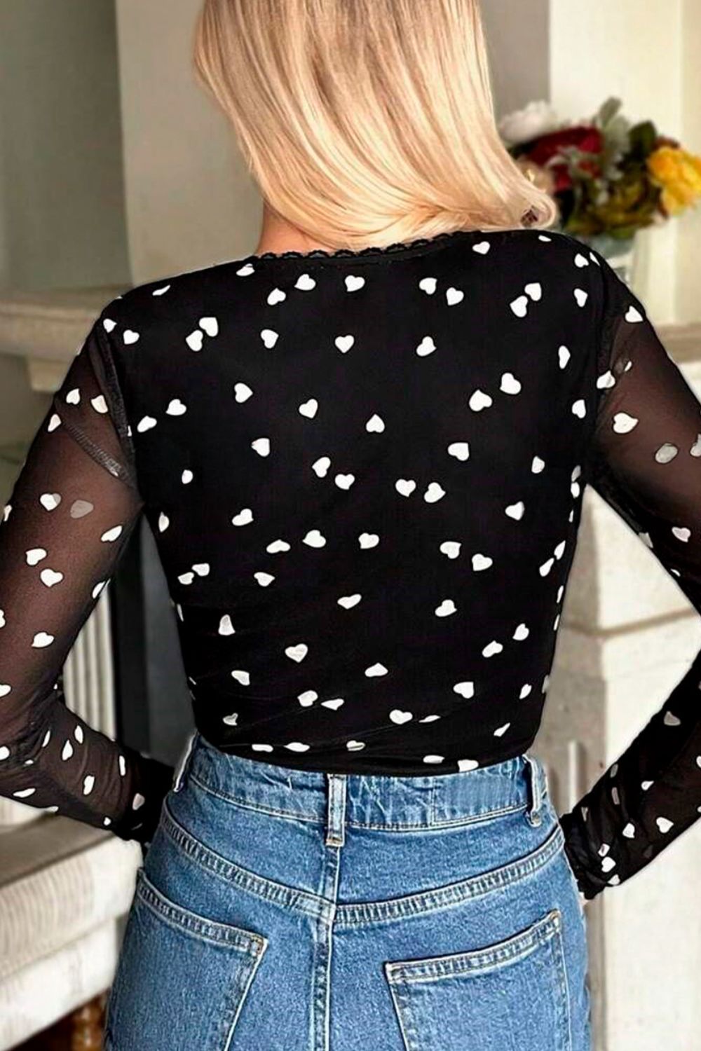 Heart Square Neck Long Sleeve Bodysuit - Classique Collection