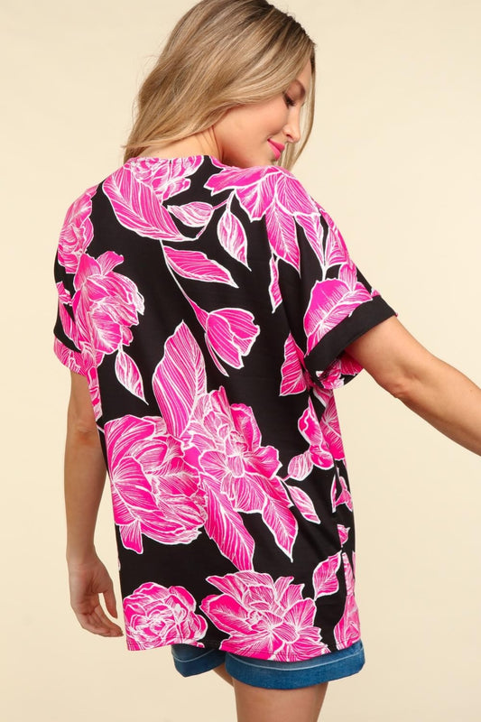 Haptics Floral Drop Shoulder T-Shirt - Classique Collection