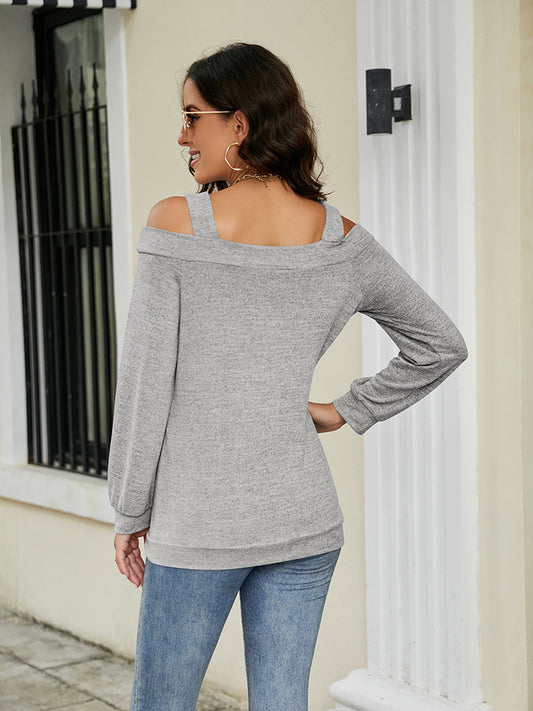 Cold Shoulder Cutout Square Neck Blouse - Classique Collection