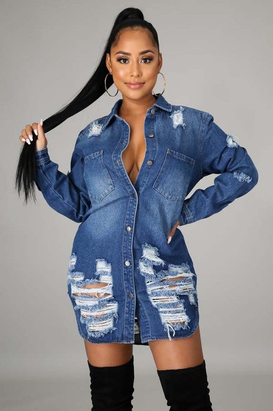 SEXY DENIM JACKET DRESS - Classique Collection