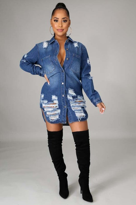 SEXY DENIM JACKET DRESS - Classique Collection