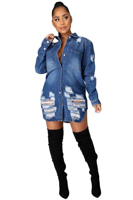 SEXY DENIM JACKET DRESS - Classique Collection