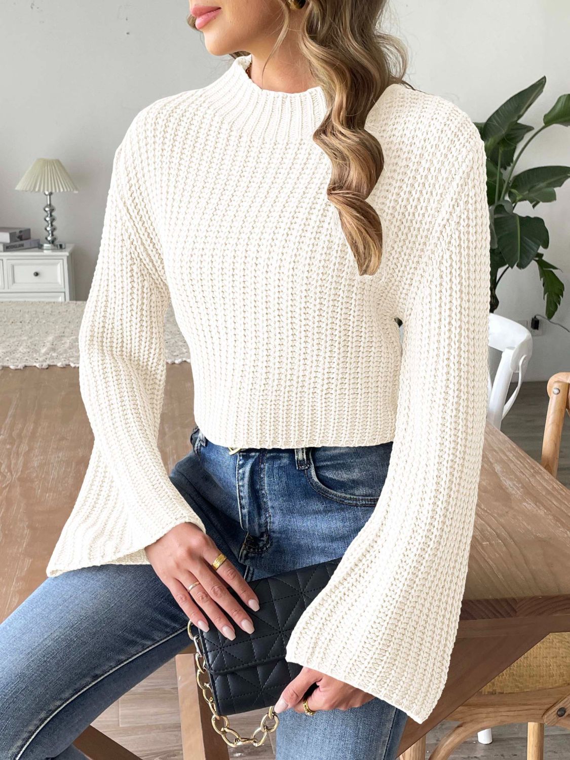 Mock Neck Long Sleeve Sweater - ClassiQ