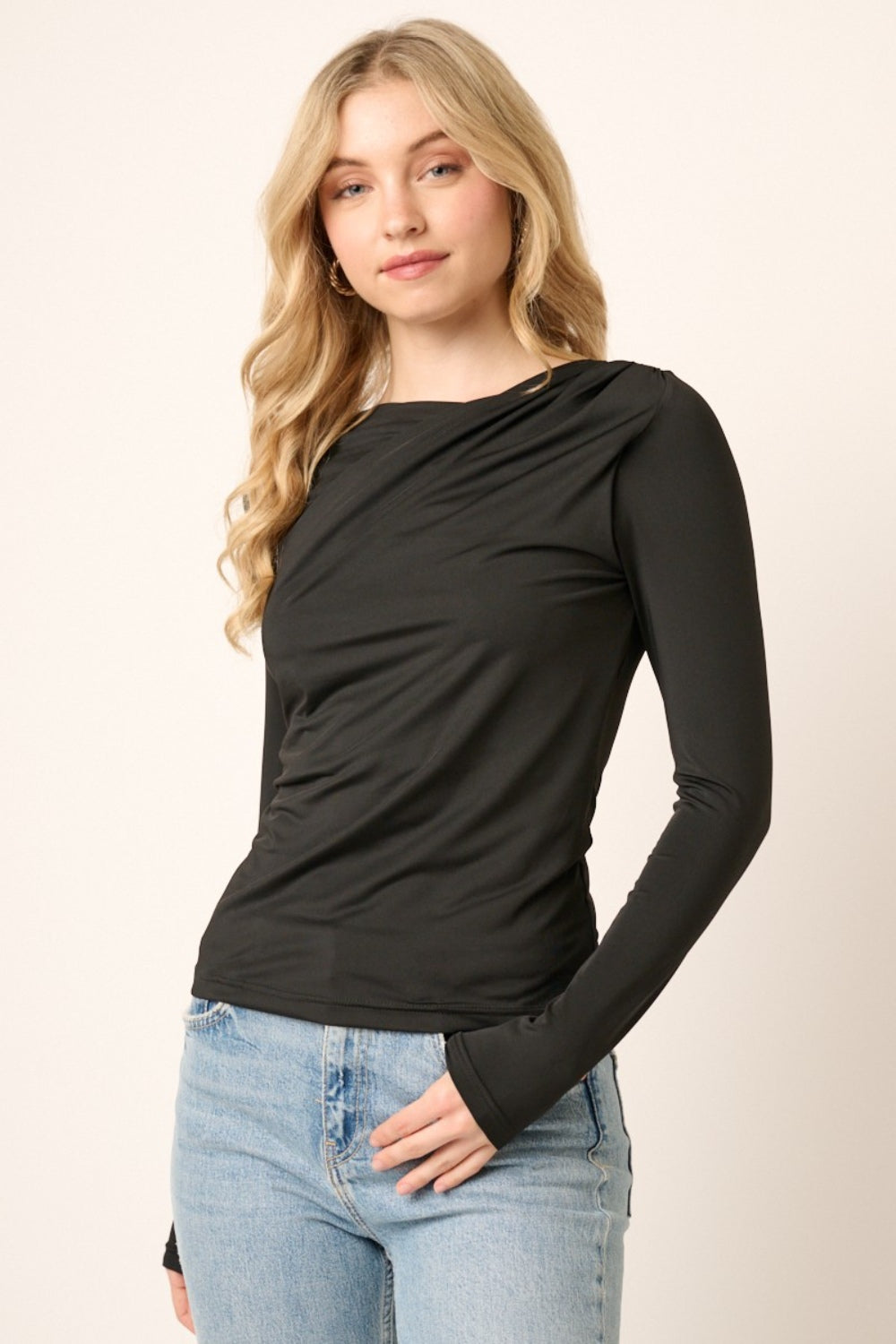 Mittoshop Ruched Long Sleeve Slim Top - Classique Collection