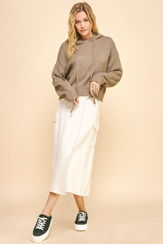 Davi & Dani Drop Shoulder Long Sleeve Hooded Sweater - ClassiQ