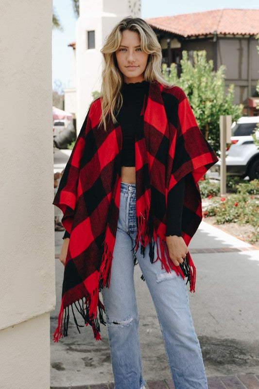 Buffalo Check Tassel Poncho - Classique Collection