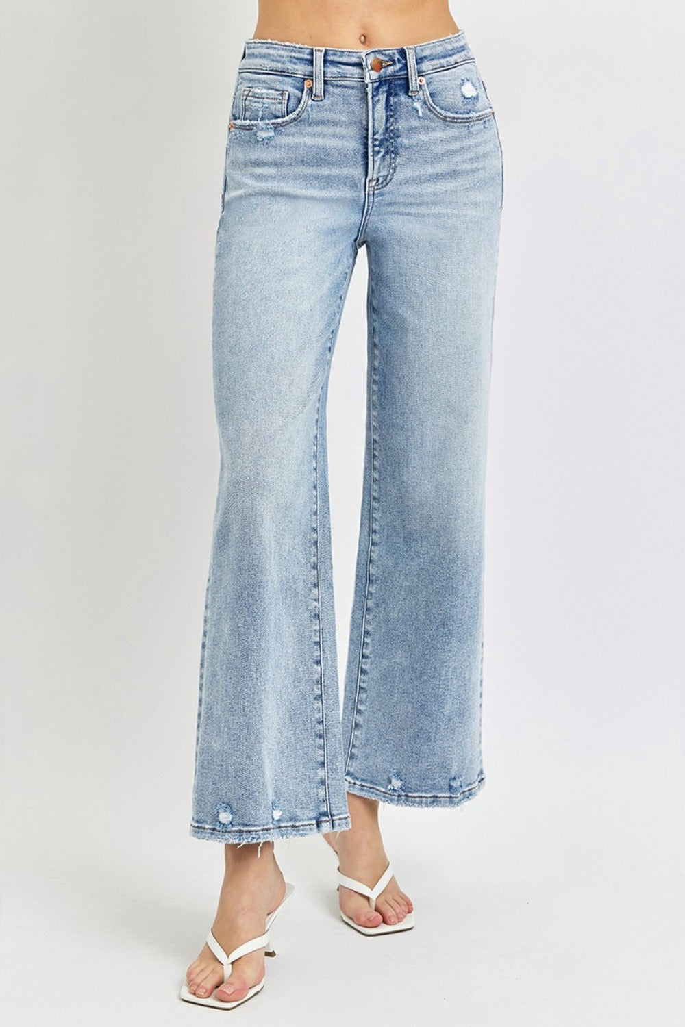 RISEN Full Size Tummy Control High Rise Crop Wide Leg Jeans - Classique Collection