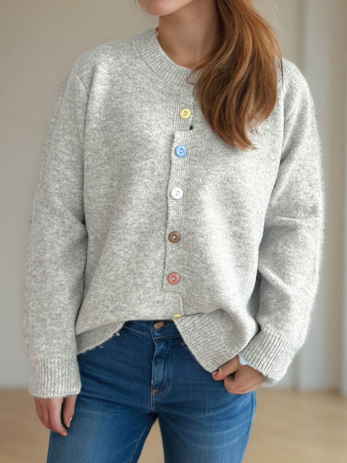 Button Down Long Sleeve Cardigan - ClassiQ