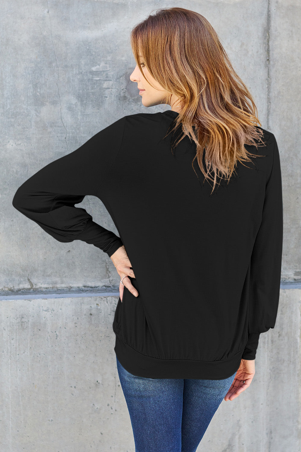 Basic Bae Full Size V-Neck Lantern Sleeve Top - Classique Collection