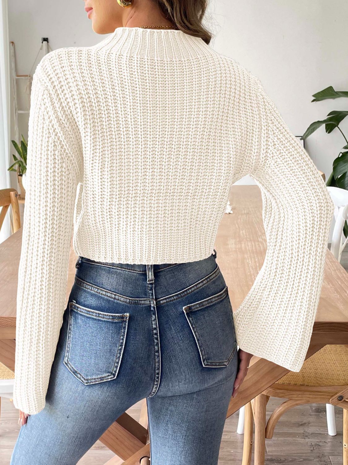 Mock Neck Long Sleeve Sweater - ClassiQ