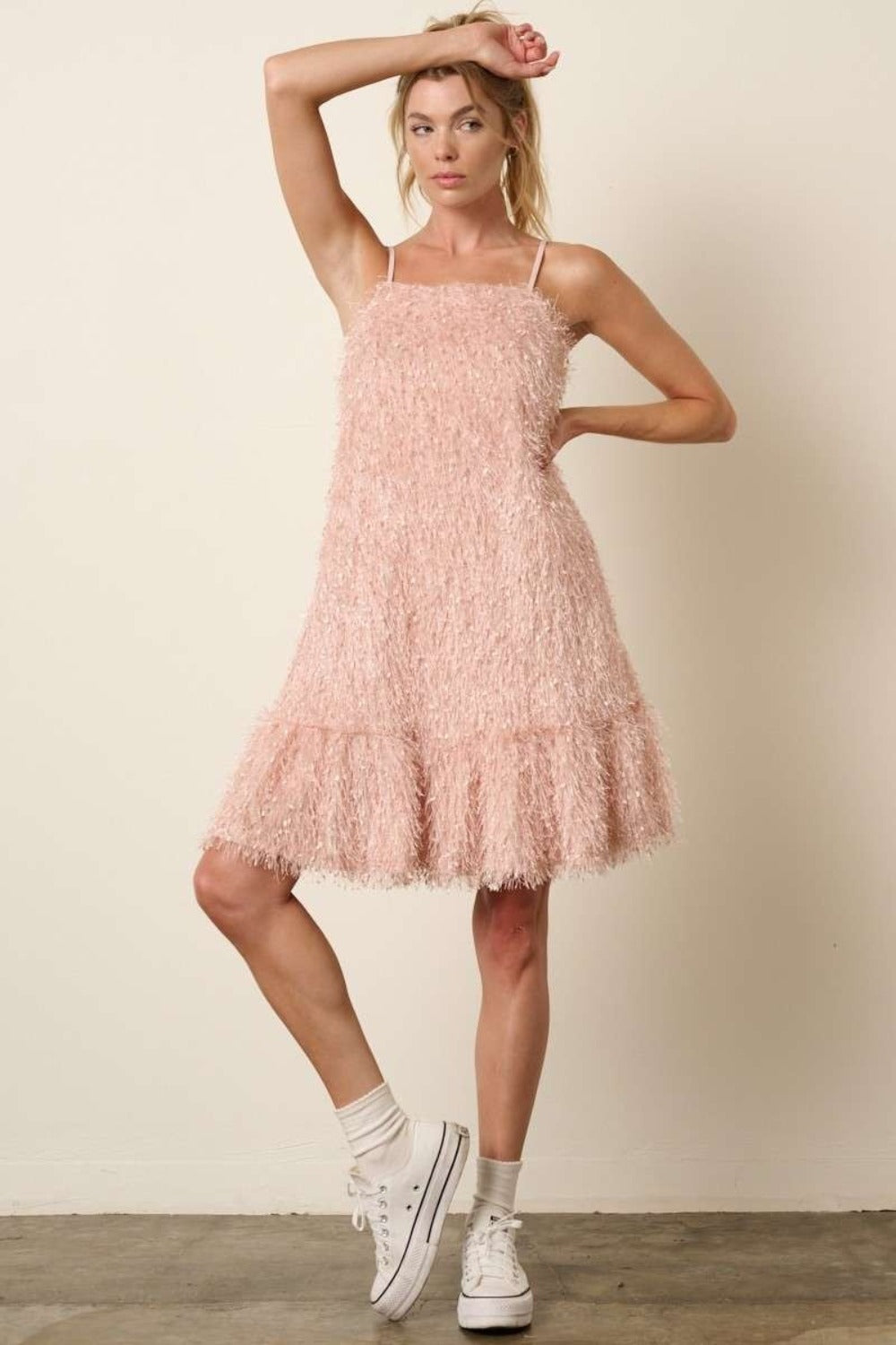 Mittoshop Feather Ruffle Hem Mini Cami Dress - Classique Collection
