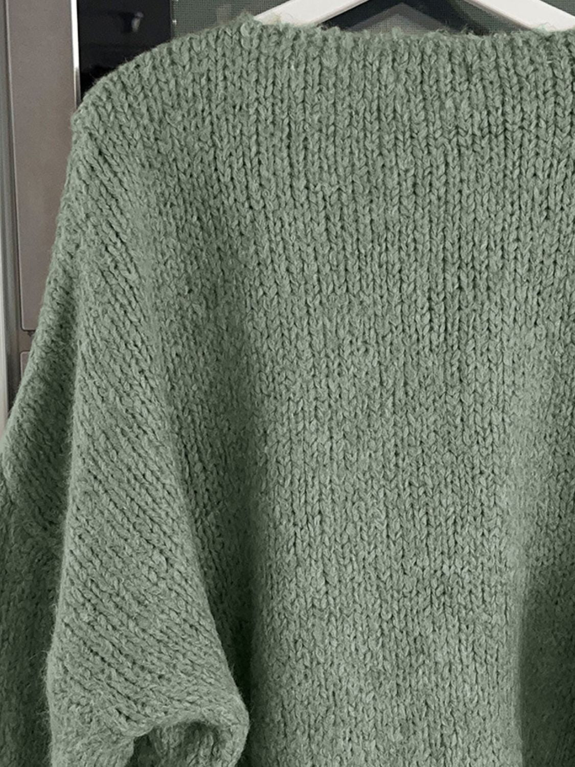 Tied Long Sleeve Dropped Shoulder Cardigan - ClassiQ