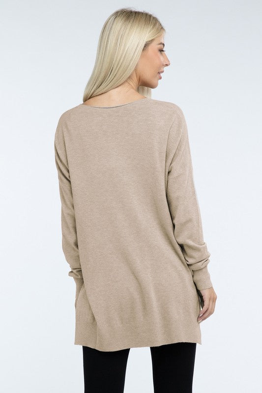 Hi-Low Hem Front Seam Sweater - Classique Collection