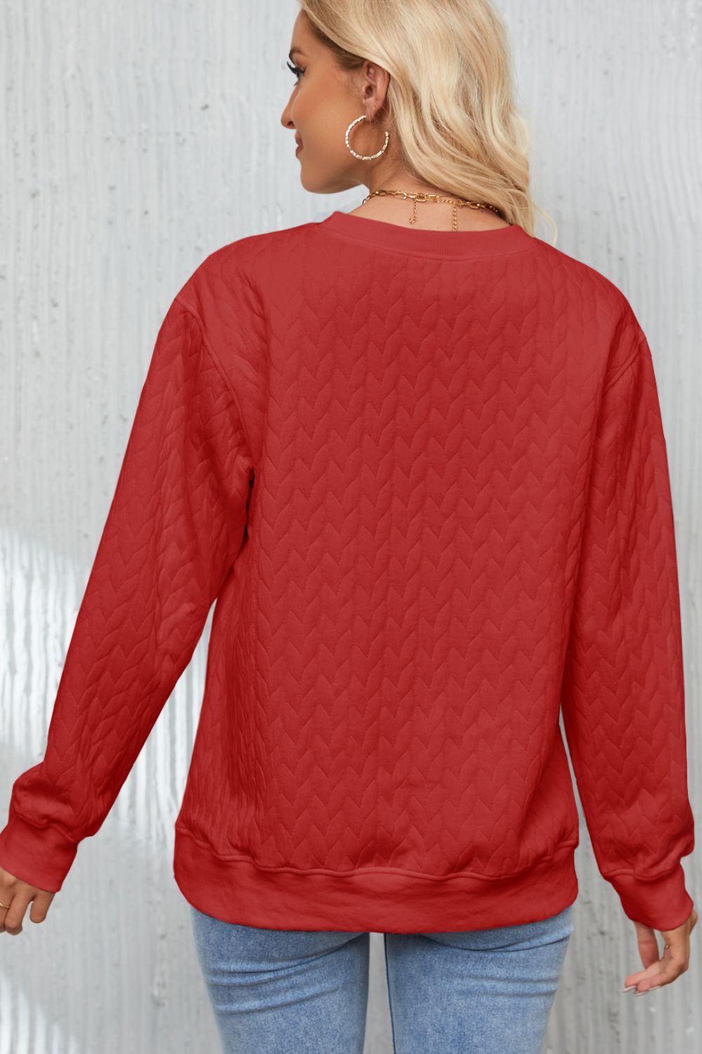 XOXO Heart Round Neck Dropped Shoulder Sweatshirt - ClassiQ