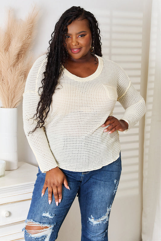 Culture Code Full Size Scoop Neck Patch Pocket Top - Classique Collection