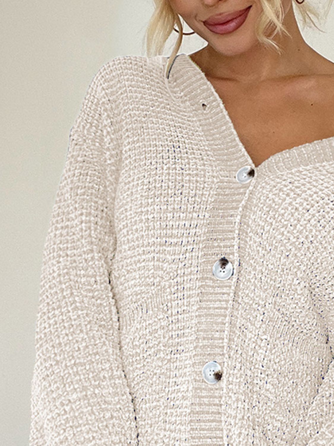 Pocketed V-Neck Button Up Cardigan - ClassiQ