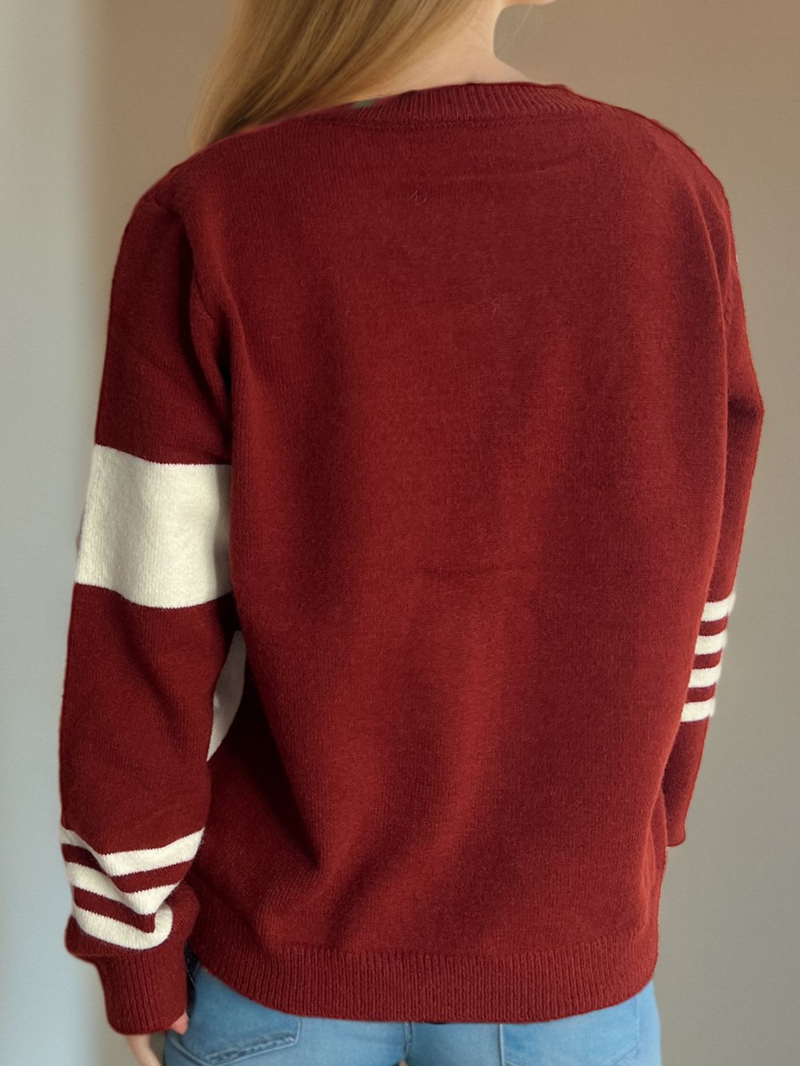 Striped Color Block Round Neck Cardigan - Classique Collection