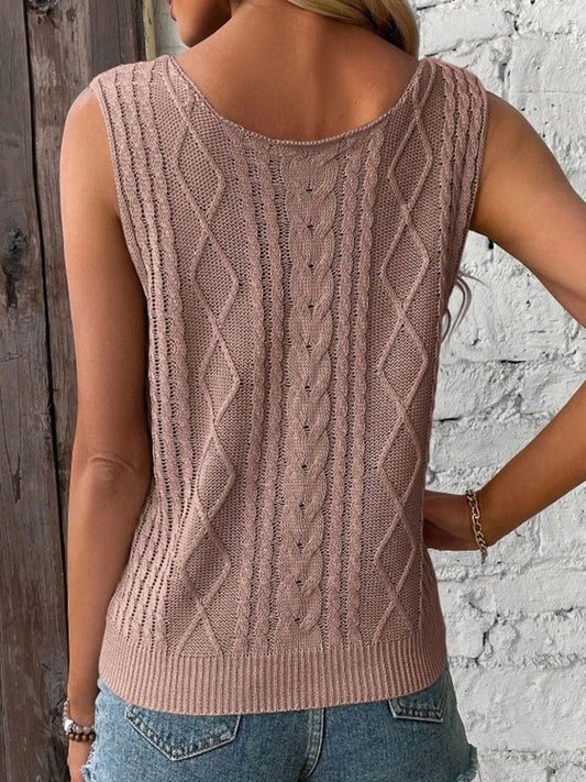 Cable-Knit V-Neck Sweater Vest - ClassiQ