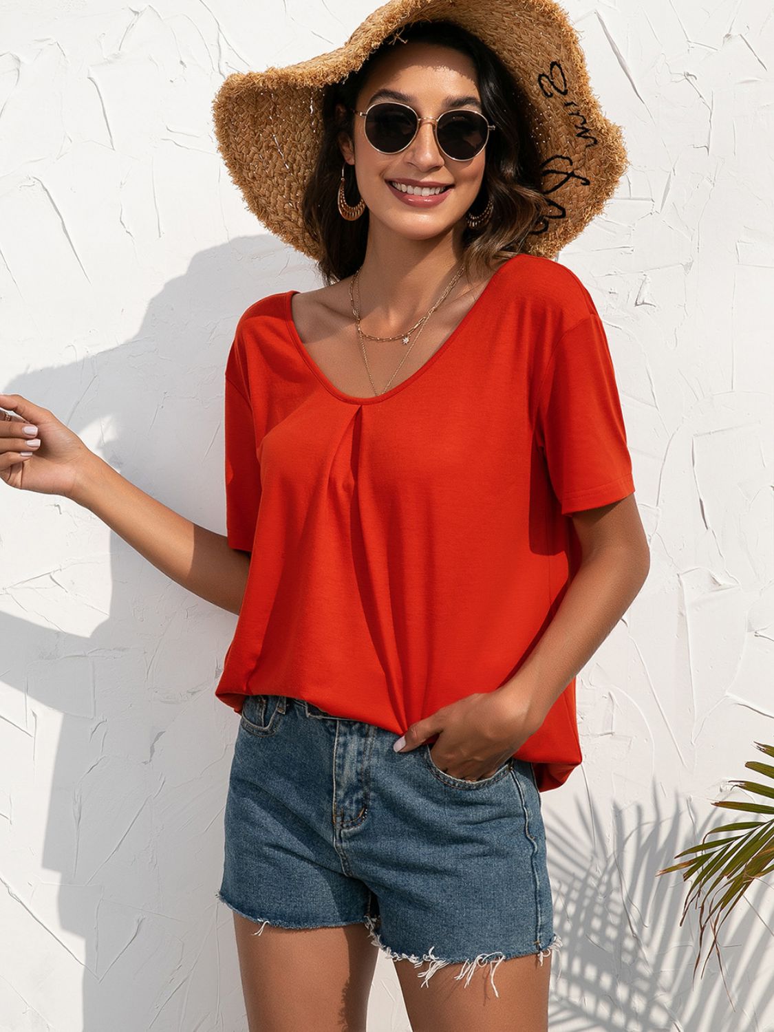 Ivy Lane Lace Trim Short Sleeve Top - Classique Collection
