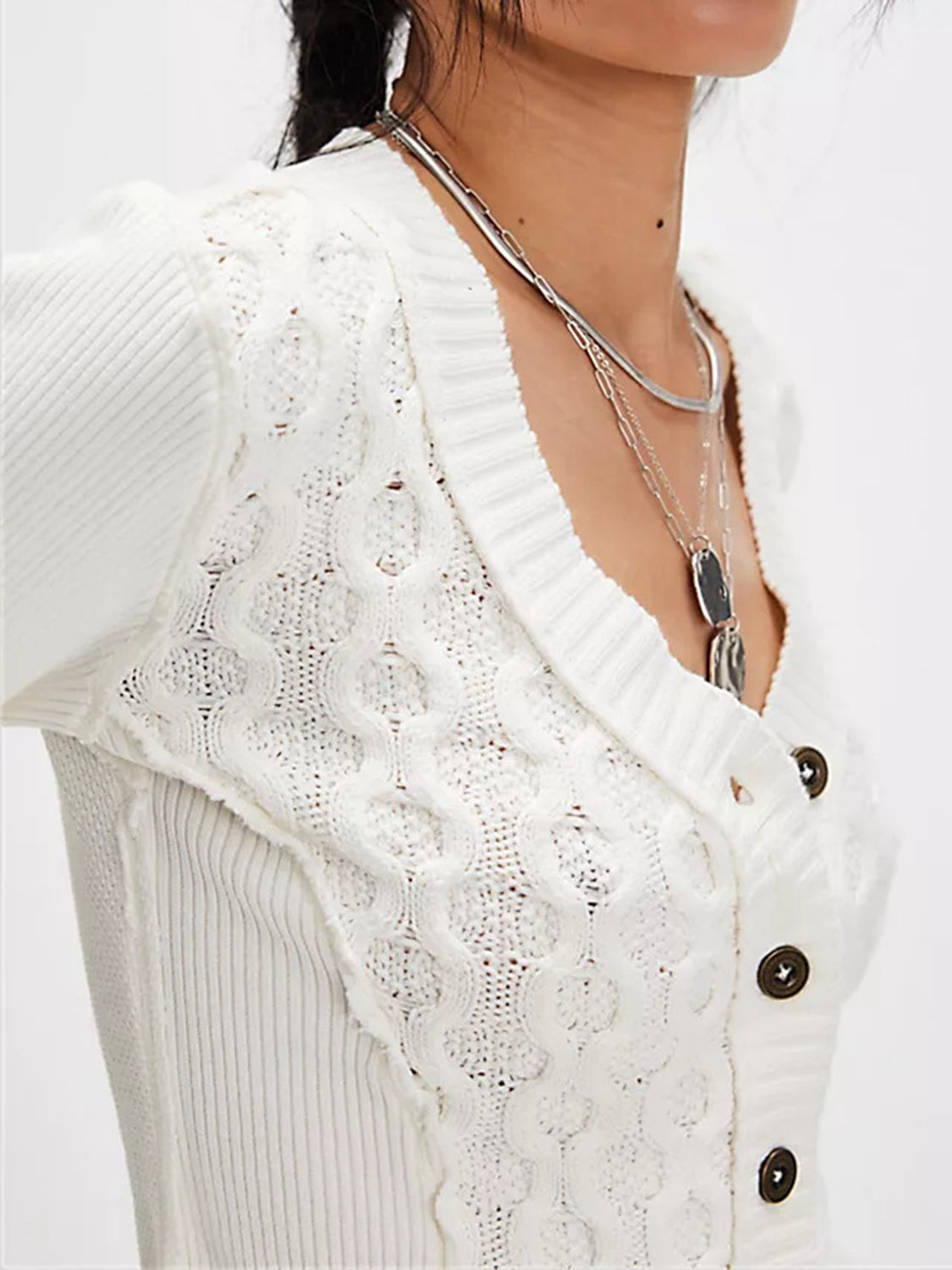V-Neck Button Up Cropped Cardigan - Classique Collection