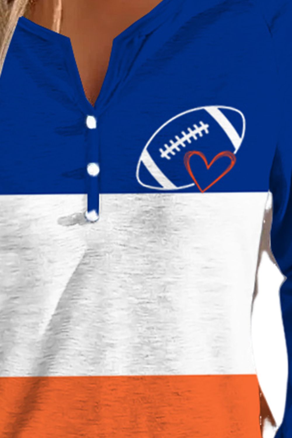 Football Graphic Notched Neck Top - Classique Collection