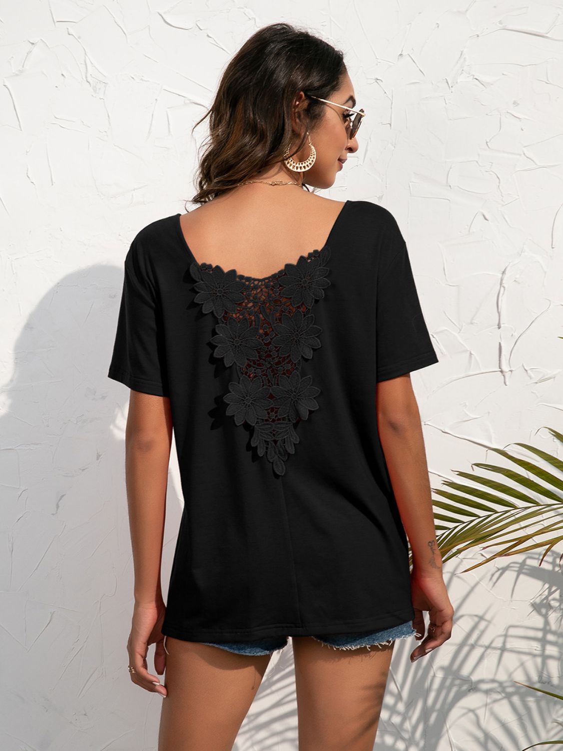 Ivy Lane Lace Trim Short Sleeve Top - Classique Collection
