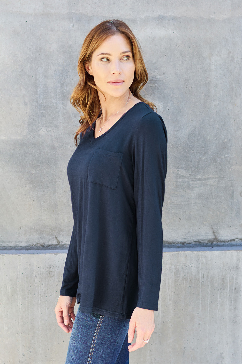 Basic Bae Full Size V-Neck Long Sleeve Top - Classique Collection