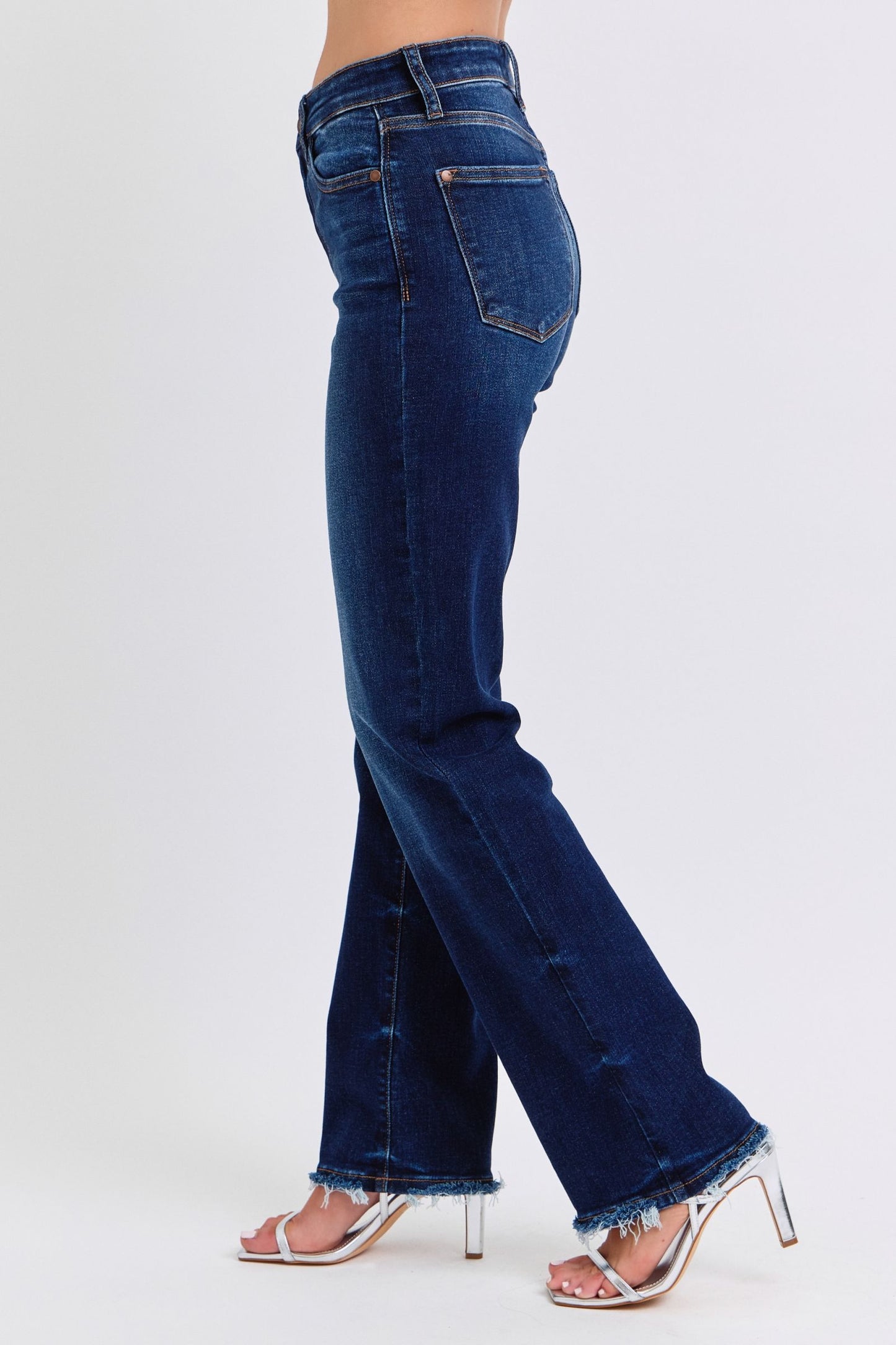 Judy Blue Full Size Raw Hem Straight Leg Jeans - Classique Collection