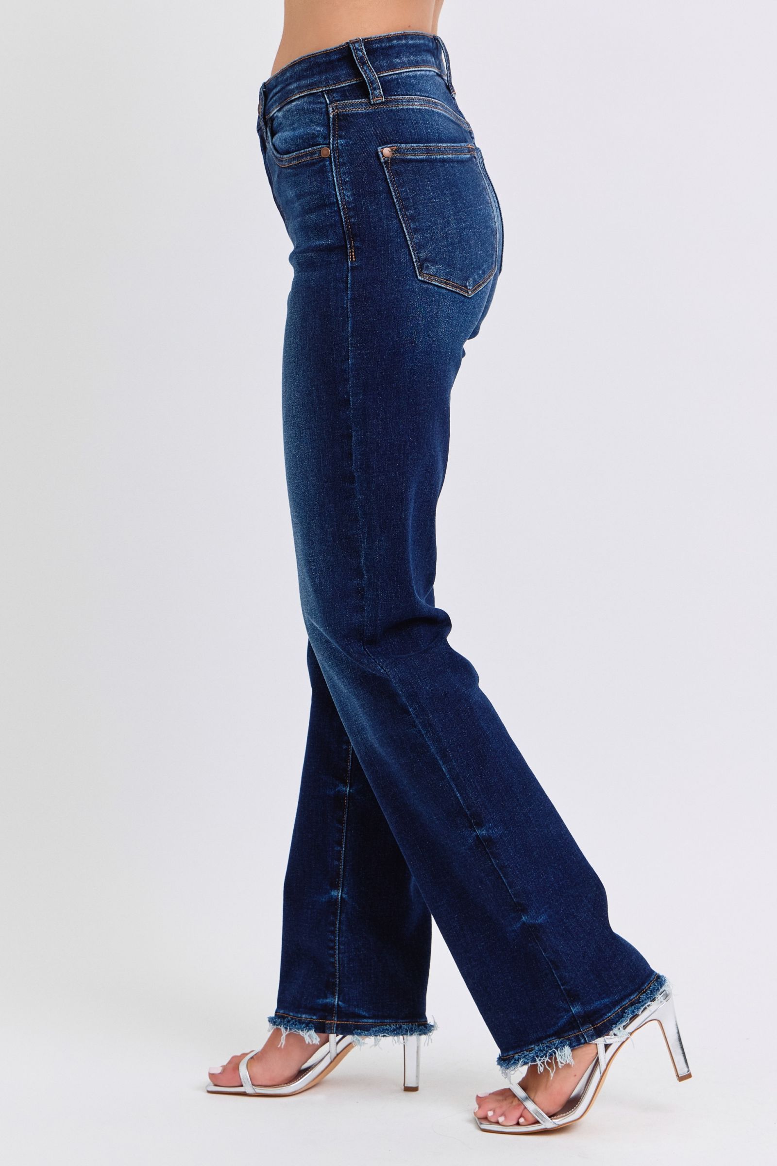 Judy Blue Full Size Raw Hem Straight Leg Jeans - Classique Collection