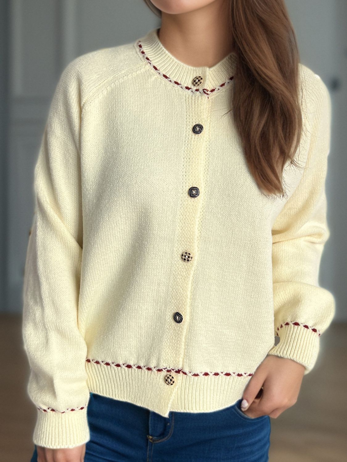 Button Down Long Sleeve Cardigan - ClassiQ