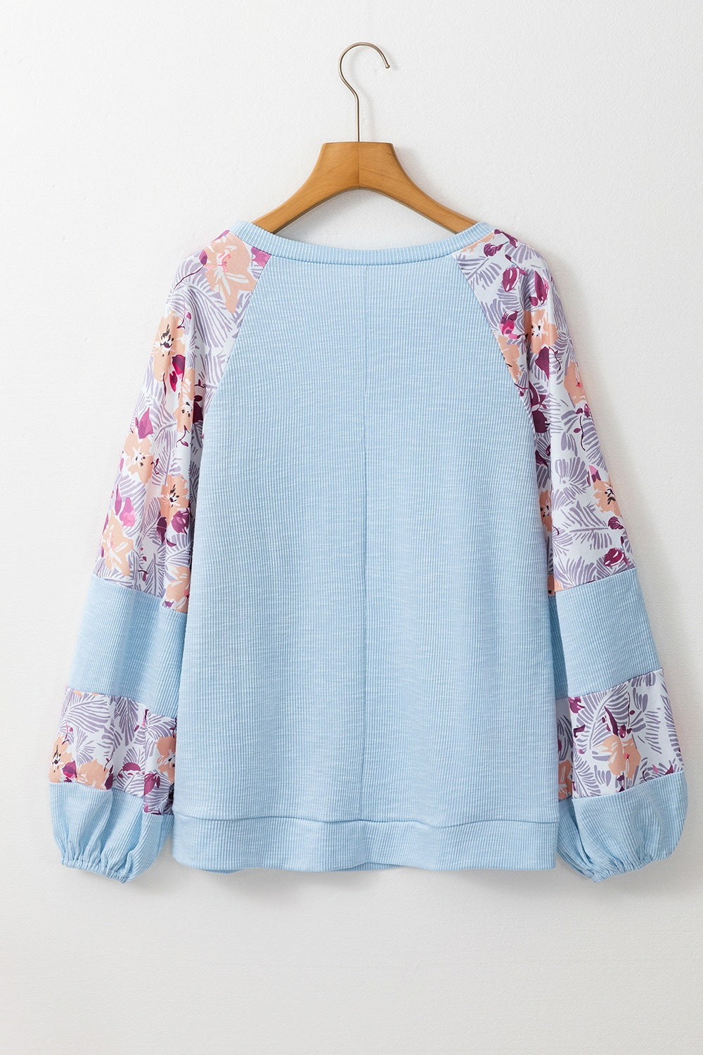 Printed Round Neck Balloon Sleeve Sweatshirt - Classique Collection