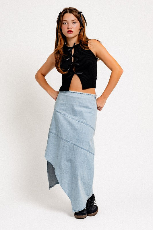 Satin Bow Detail Sleeveless Sweater Top - Classique Collection