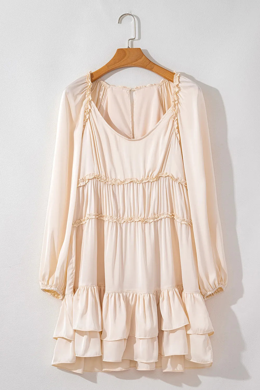 Frill Ruffled V-Neck Long Sleeve Mini Dress - Classique Collection