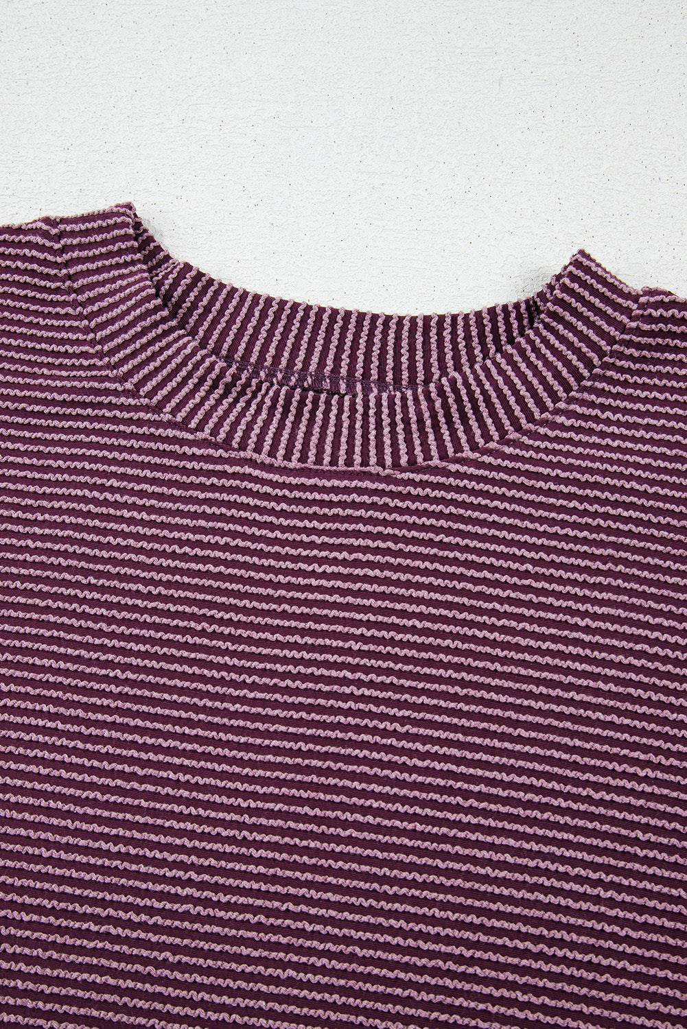 Corded Knit Mock Neck Short Sleeve T Shirt - Classique Collection